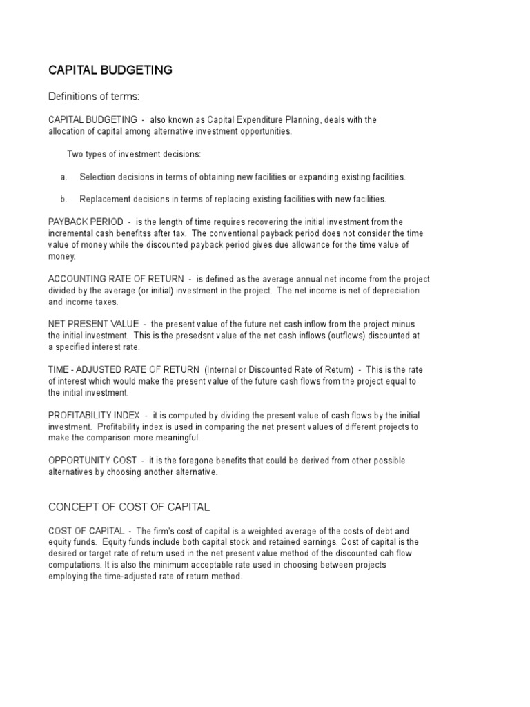 Capital Budgeting Topic | PDF | Cost Of Capital | Net Present Value