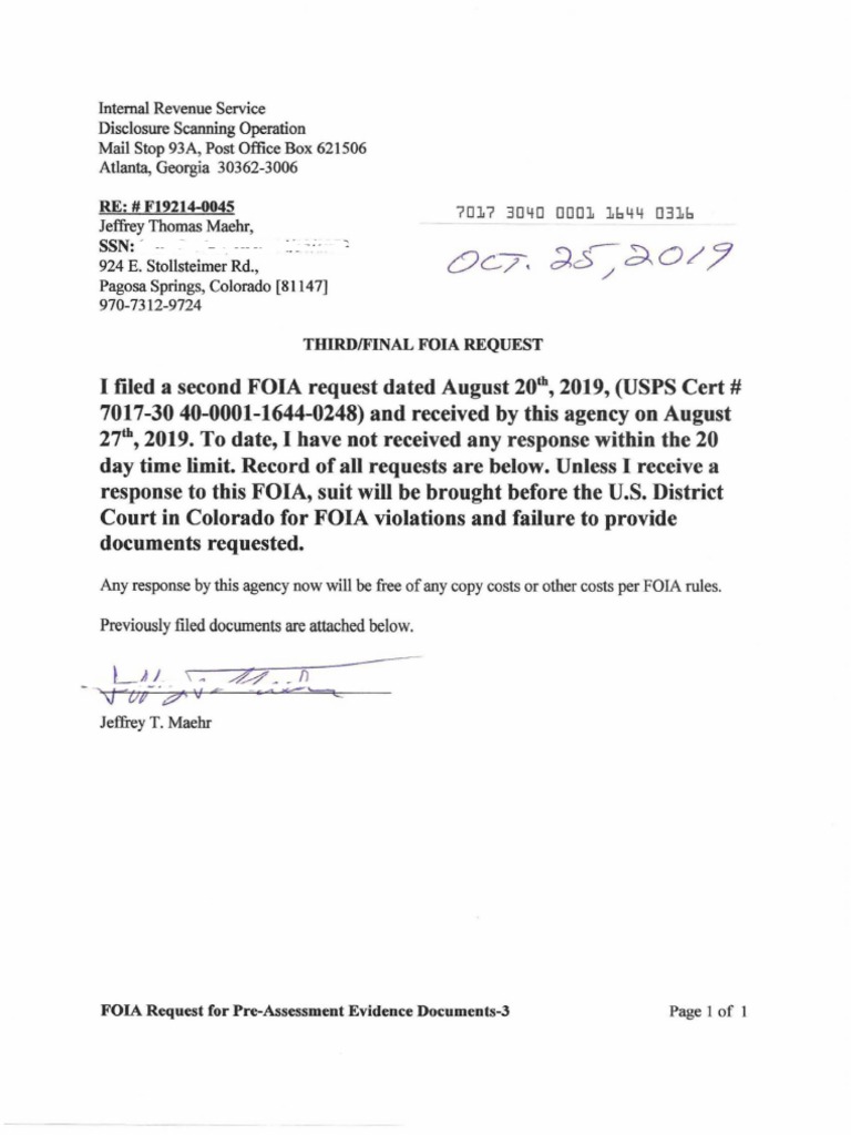 IRS PreAssessment Document FOIA Request PDF Freedom Of Information Act (United States