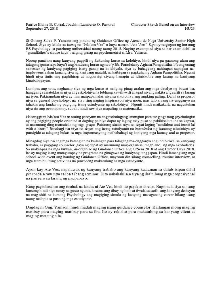 Character Sketch | PDF