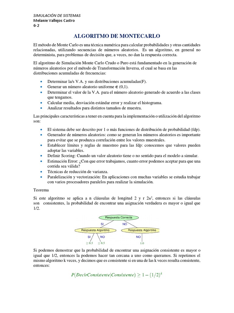 Algoritmo de Monte Carlo en Simulación | PDF | Probabilidad | Método ...