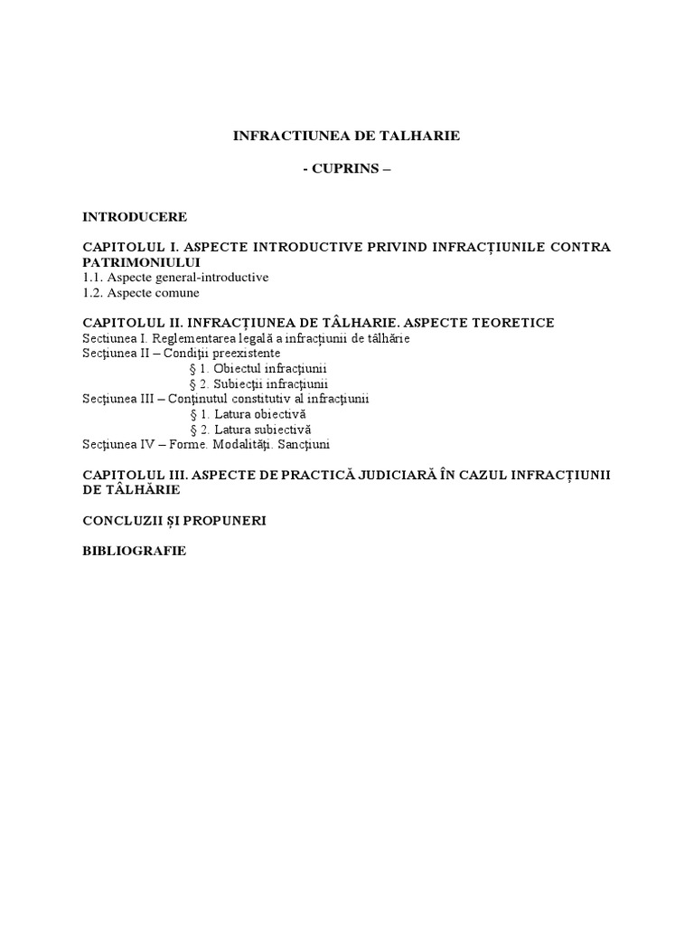 Infractiunea de Talharie | PDF