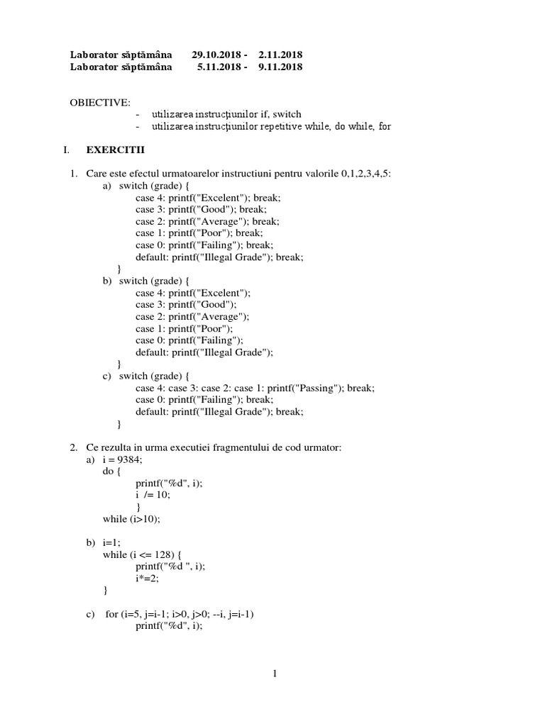 Lab 6-7 in C (Limbaj de Programare) | PDF