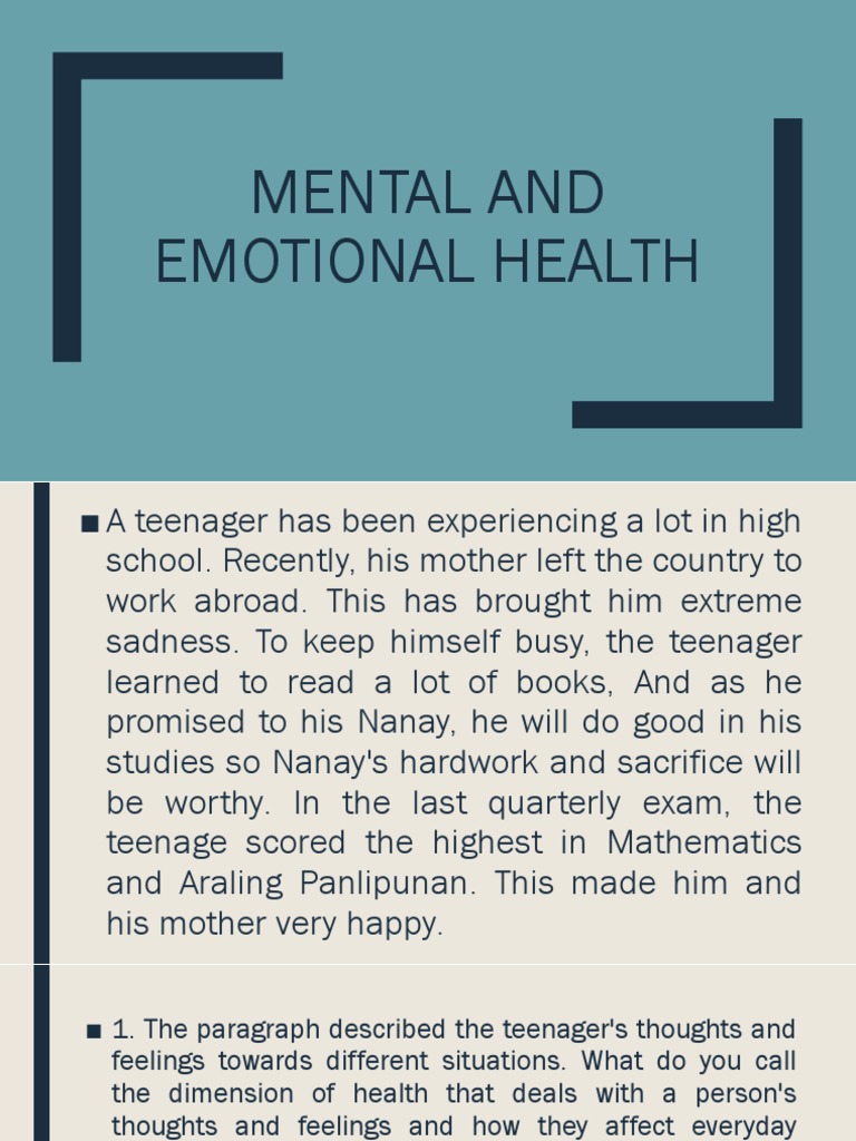 Mental and Emotional Health | PDF
