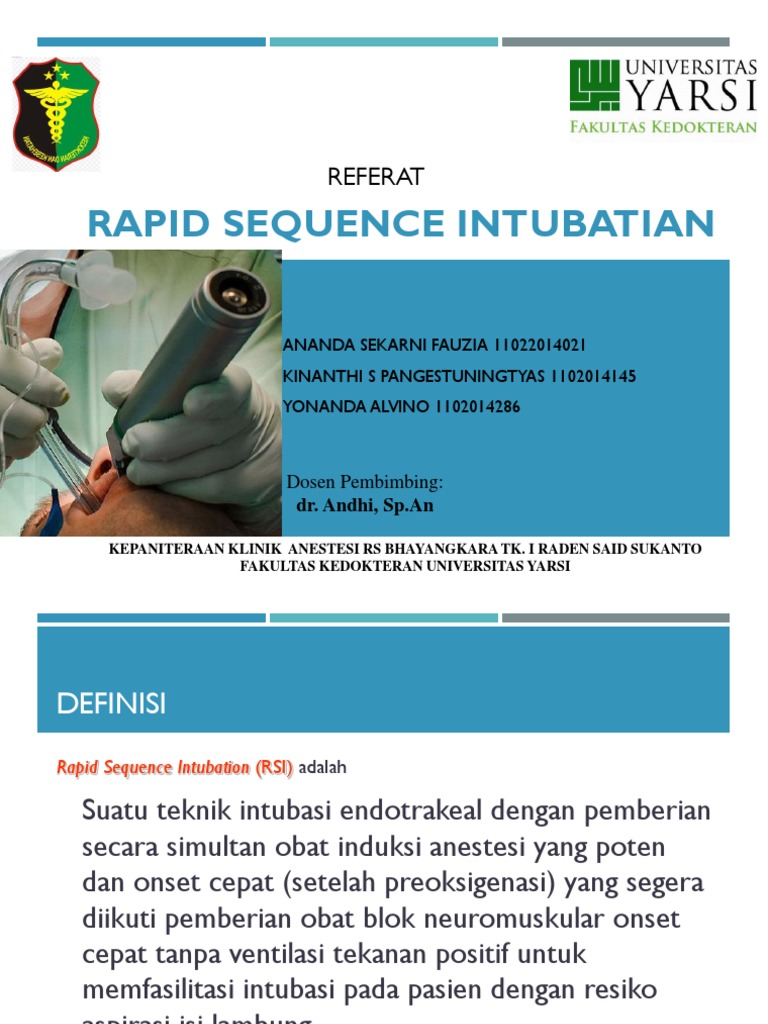 Teknik Intubasi RSI dan Indikasinya | PDF