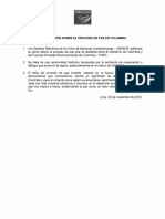 Declaracion Sobre El Proceso de Paz en Colombia