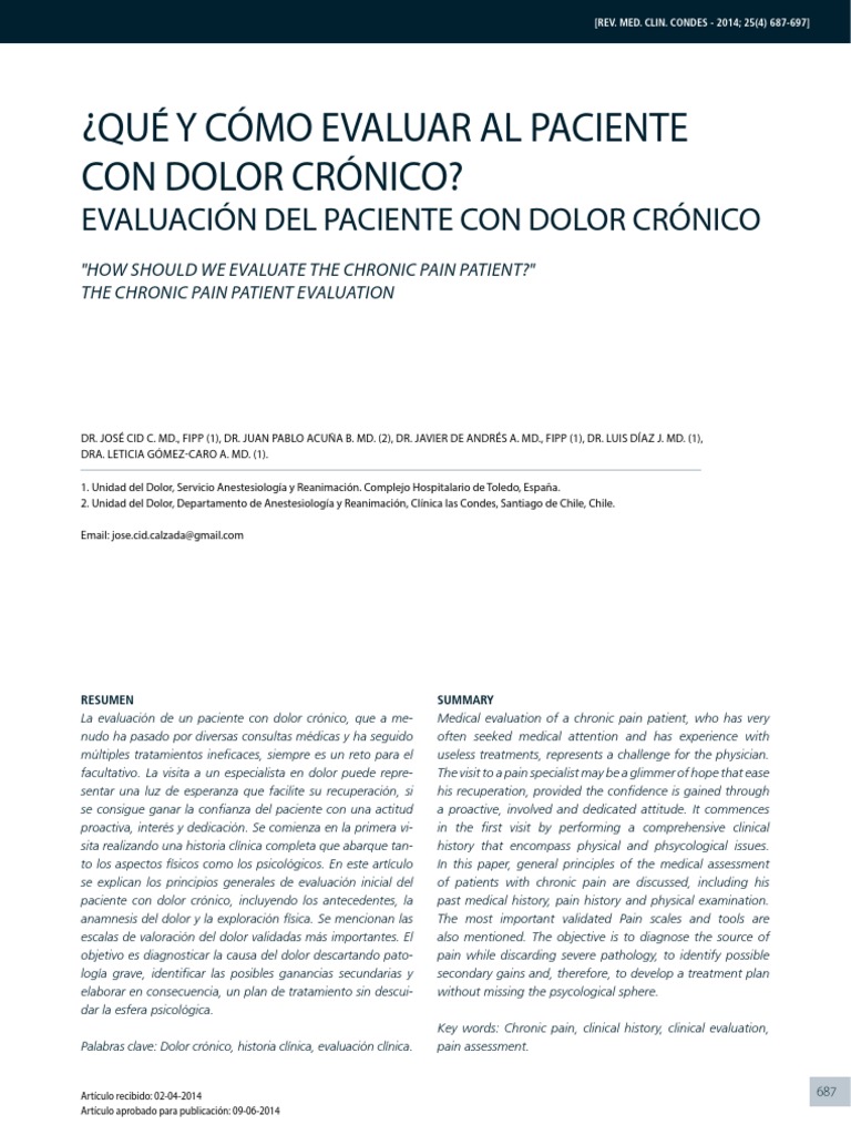 Evaluación del Paciente con Dolor Crónico | PDF | Dolor | Hombro