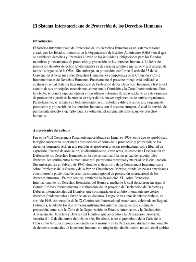 El Sistema Interamericano De Protección De Los Derechos Humanos – NQQA