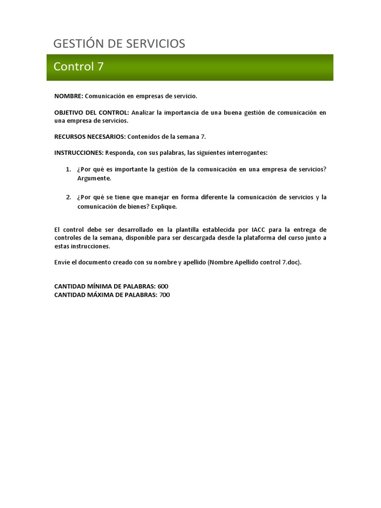 Control Gestion Semana 7 PDF | PDF