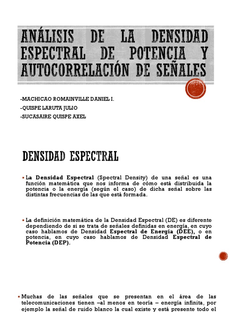 Densidad Espectral de Potencia en Señales | PDF | Densidad espectral ...