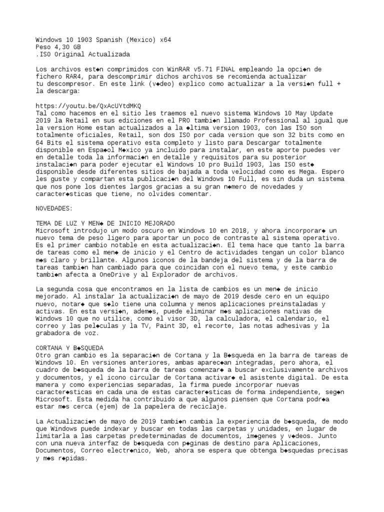 descargar windows 10 pro 1903 iso español 64 bits