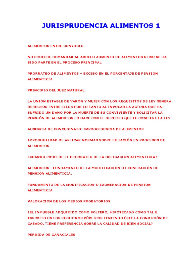 Jurisprudencia Alimentos | PDF | Pensión alimenticia | Debido al proceso