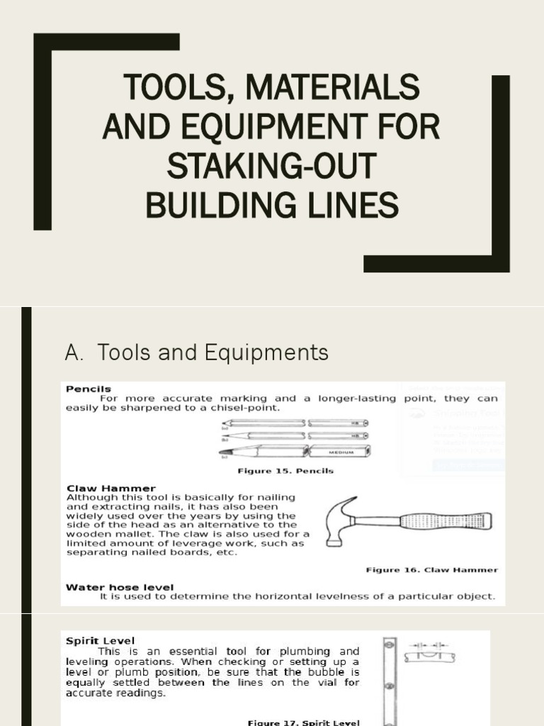Tools, Materials and Equipment For StakingOut Building PDF