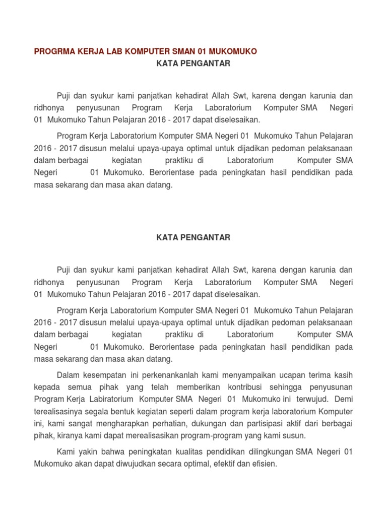 Progrma Kerja Lab Komputer Sman 01 Mukomuko PDF