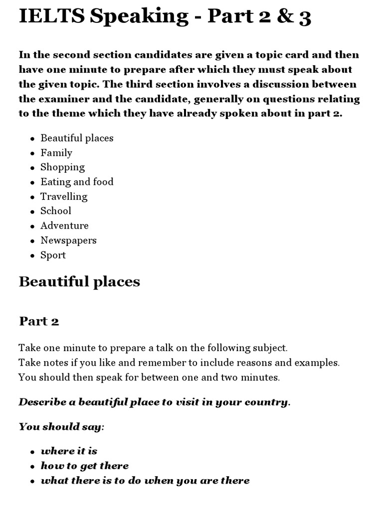 Ielts Exam Preparation Ielts Speaking Part 2 3 Tourism Foods