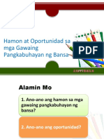 Hamon at Oportunidad Sa Mga Gawaing Pangkabuhayan NG Bansa