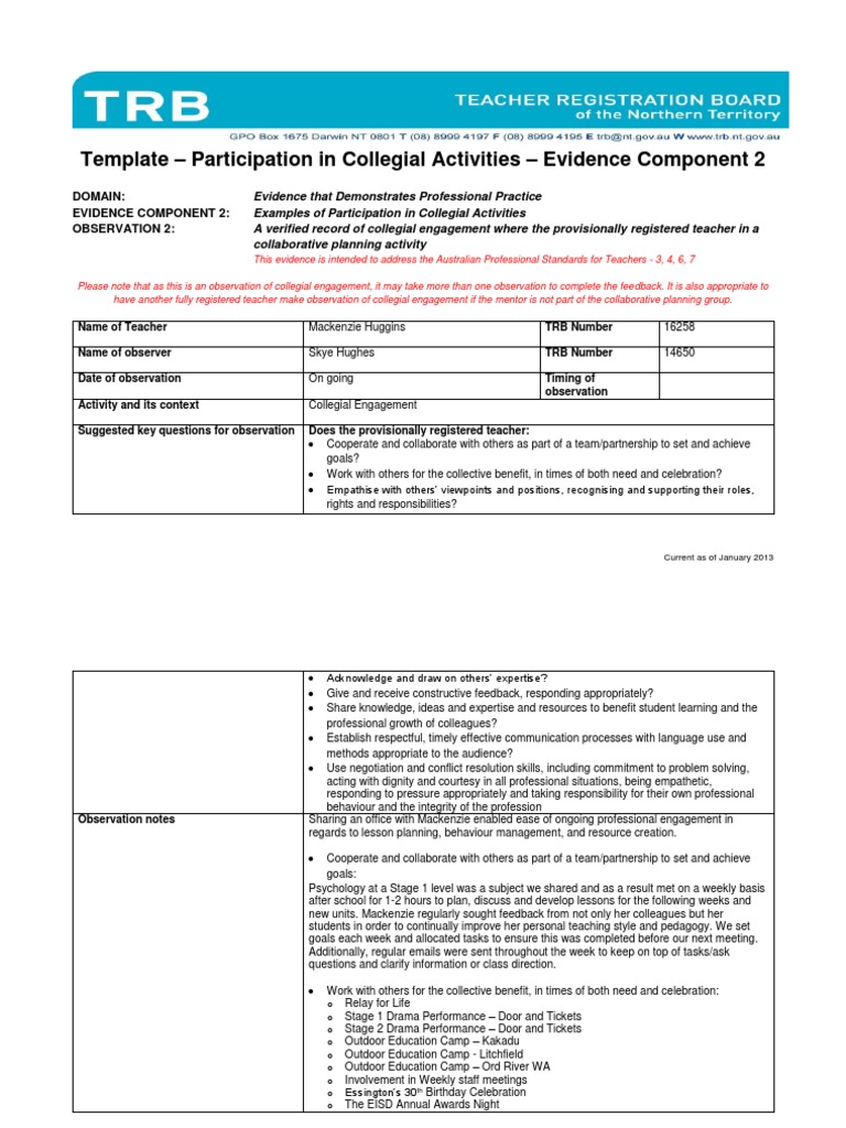 Evidence of Collegial Engagement in Teaching | PDF | Empathy | Teachers