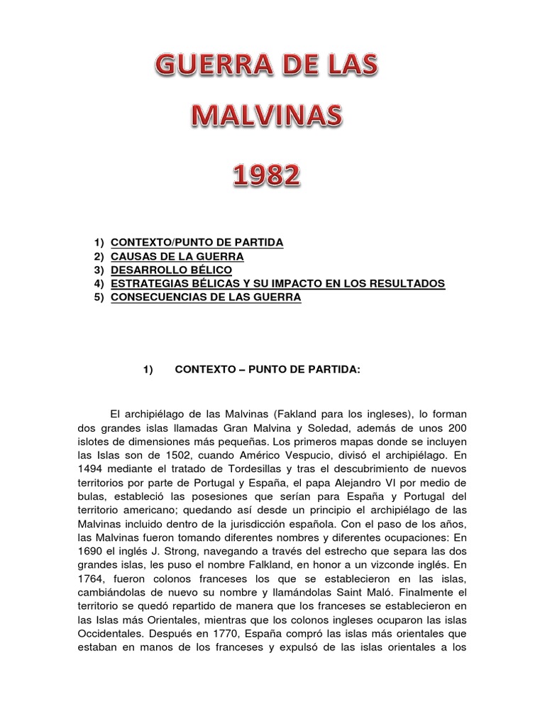 solar hijo orientación Proceso Guerra de Las Malvinas PDF | PDF | Islas Malvinas | Argentina