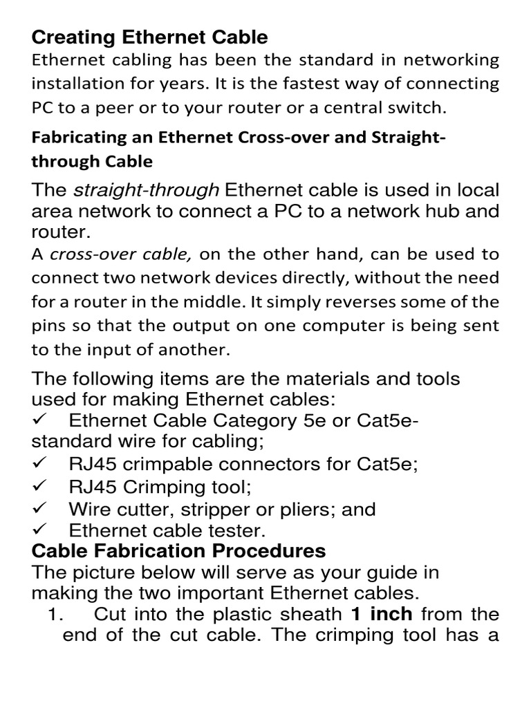 Ethernet Cable Creation Guide | PDF | Electrical Connector | Electronics