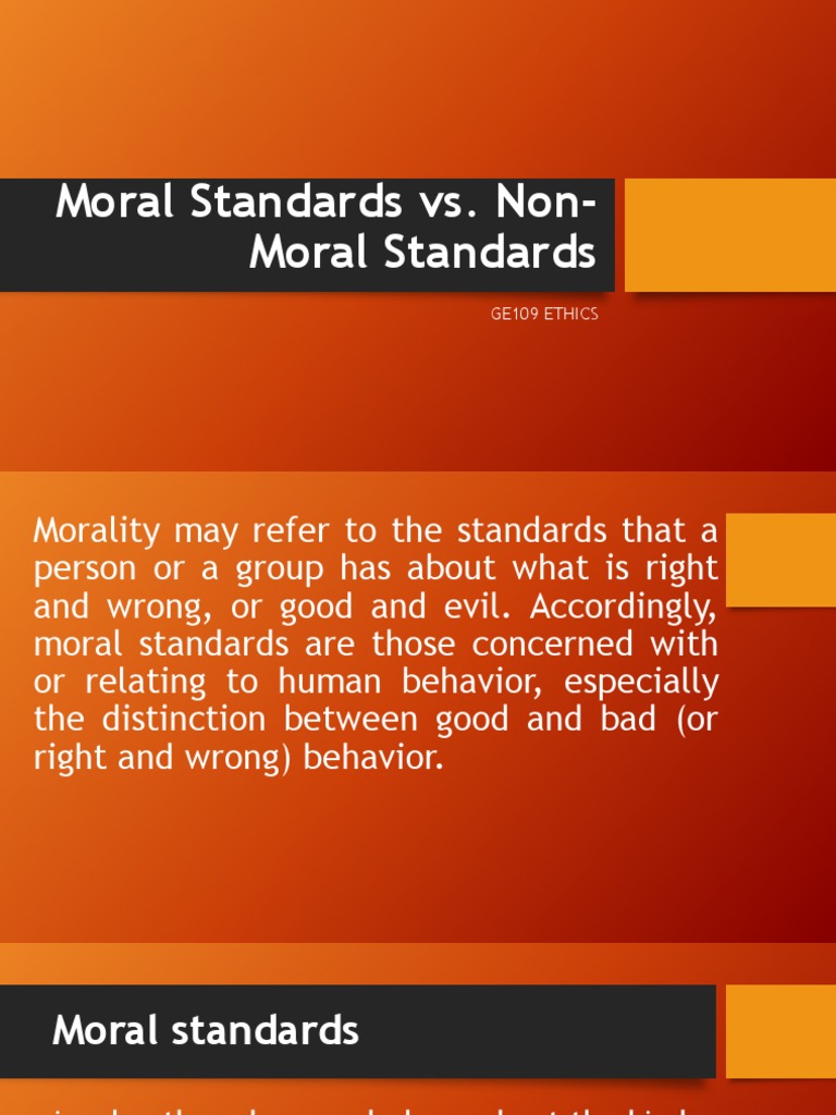 Moral vs. NonMoral Standards PDF Good And Evil Morality