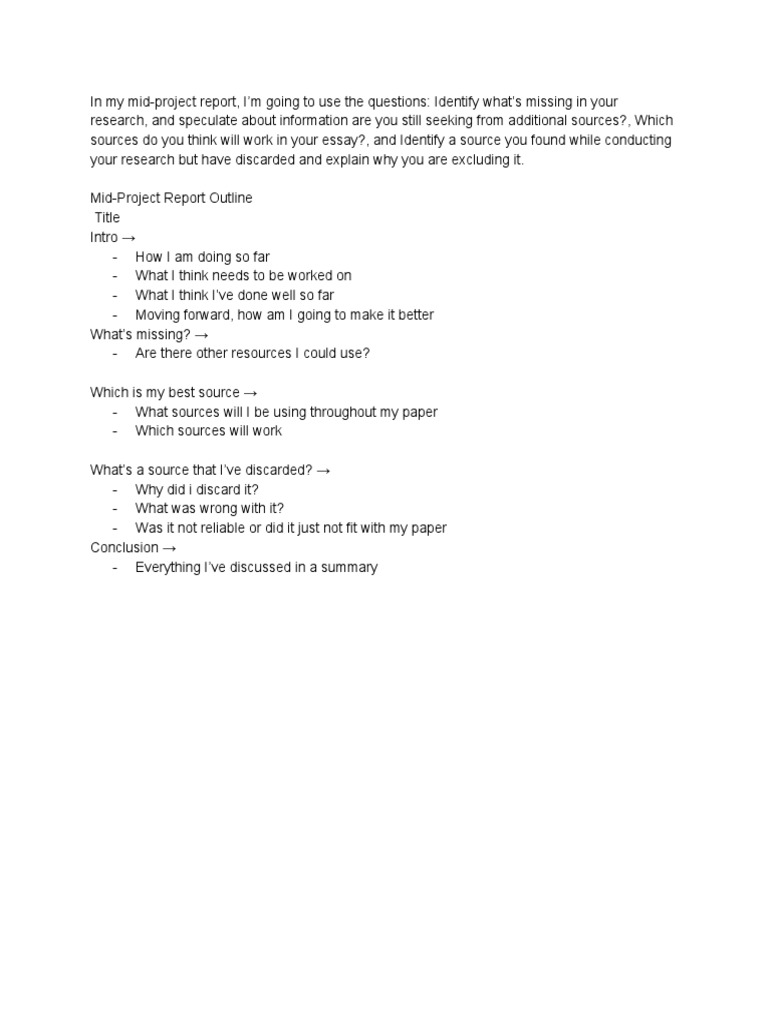 Mid-Project Report Outline Guide | PDF