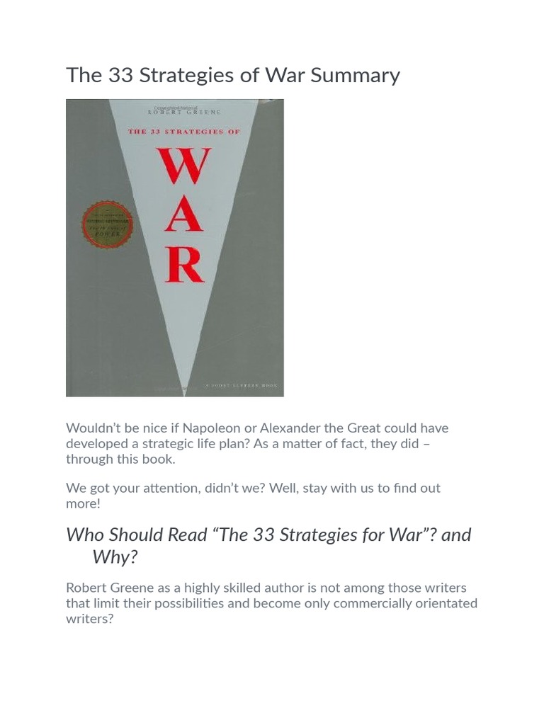 The 33 Strategies Of War Summary Pdf Military Strategy Mind