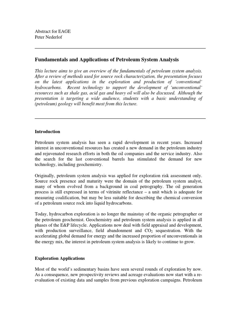 Fundamentals and Applications of Petroleum System Analysis PDF PDF