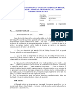 Modelo de Escrito Planteando Oposición A Inspección Judicial Por No Requerirse La Apreciación Personal Del Juez para Esclarecer Los Hechos