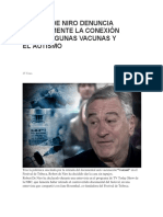 Robert de Niro - Robert de Niro Denuncia Públicamente La Conexión Entre Algunas Vacunas y El Autismo