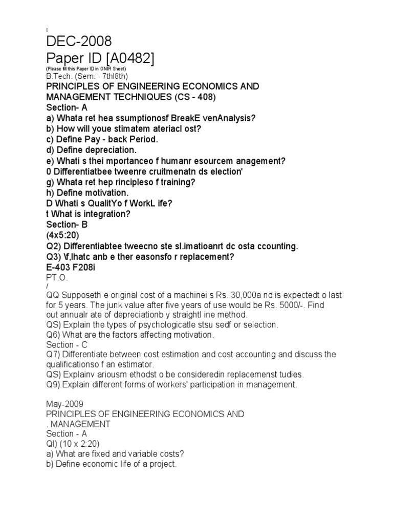 Engineering Economics & Management Concepts | PDF | Financial ...