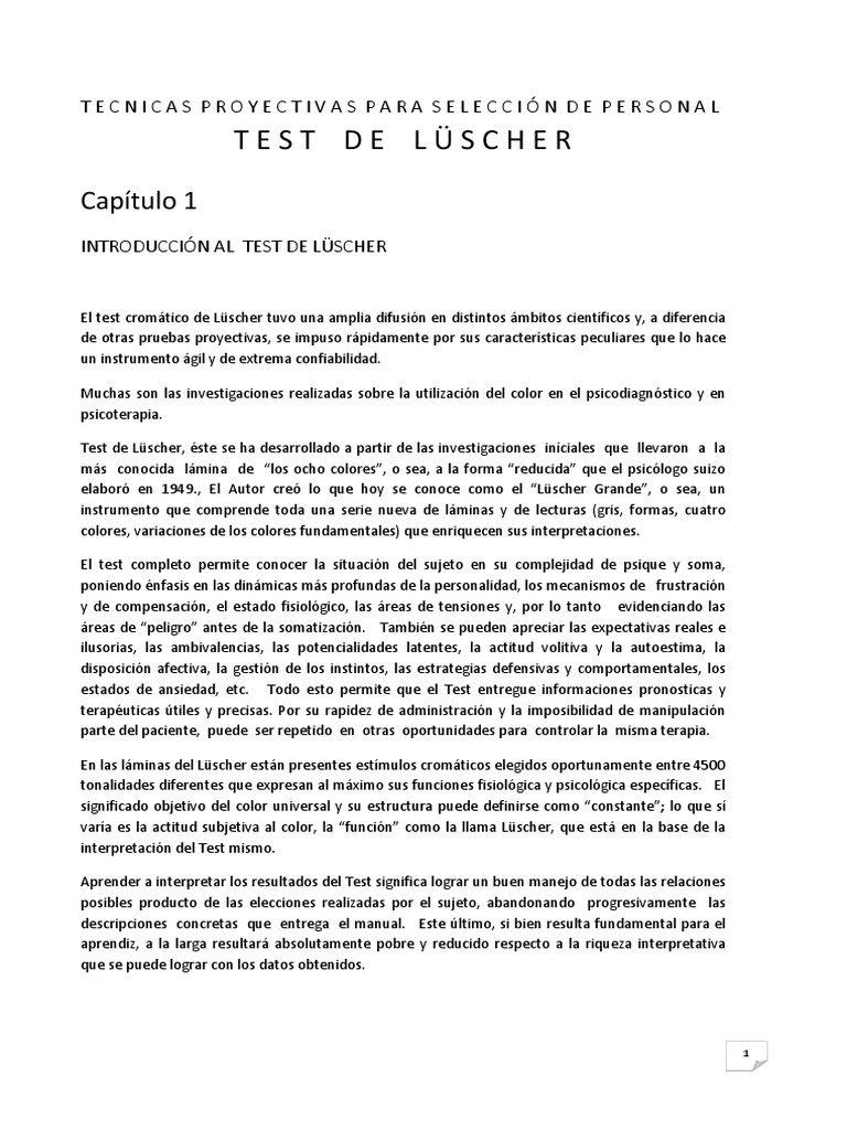 Test de Luscher Manual | PDF | Percepción visual | Color