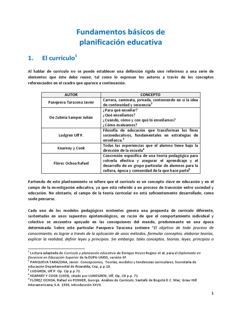 Fundamentos de la Planificación Educativa | PDF | Plan de estudios ...