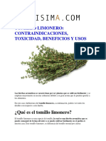 TOMILLO LIMONERO CONTRAINDICACIONES, TOXICIDAD, BENEFICIOS Y USOS.pdf