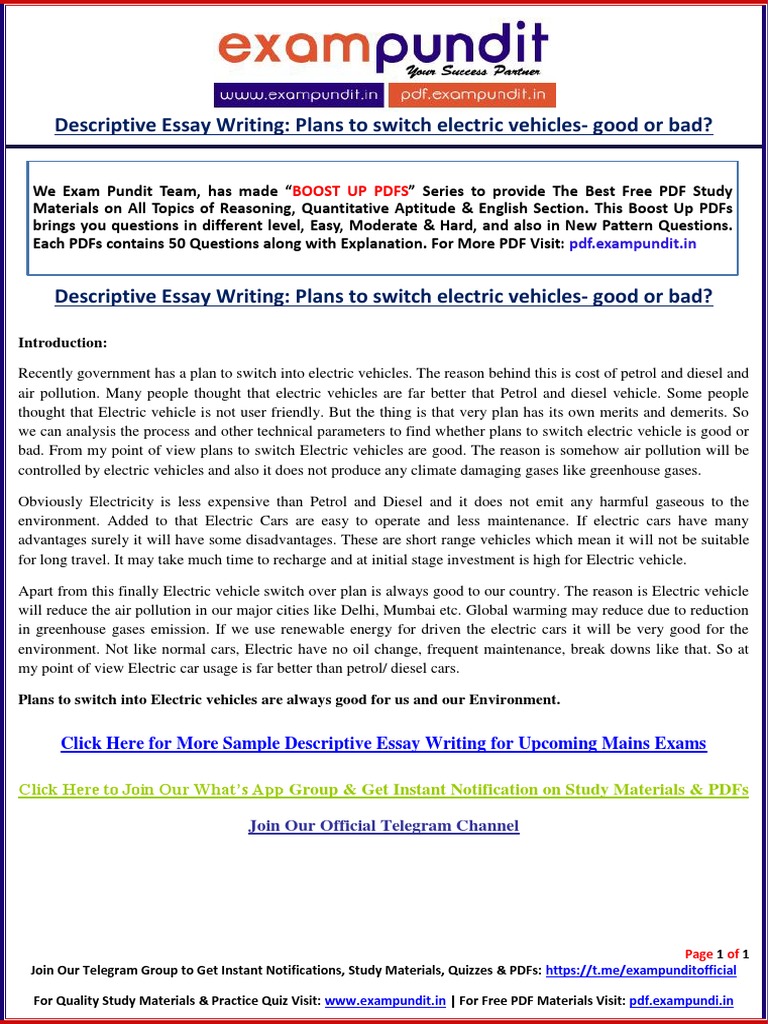 Descriptive PDF PDF Electric Car Electric Vehicle