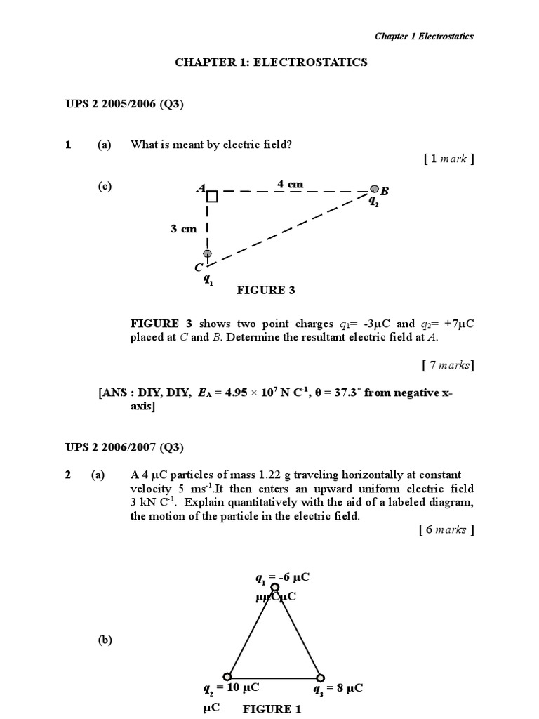 Chapter 1 Electrostatics Q 1819 Electric Field Electrostatics