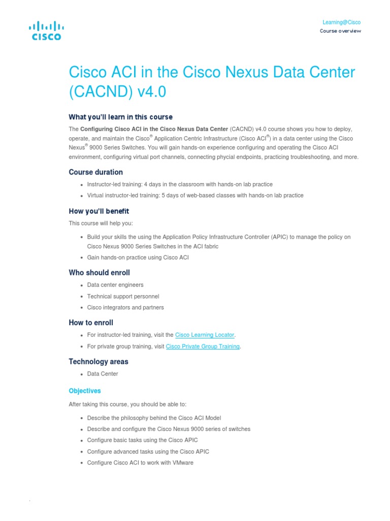 Aci in The Cisco Nexus Data Center Cacnd | PDF | Information Technology ...