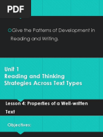 Unit 1-Lesson 4 (Properties of A Well-Written Text)