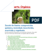 Zacate de Limón Composición Química, Toxicidad, Insecticida, Acaricida y Repelente PDF