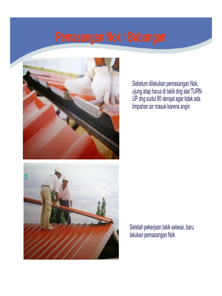 Pemasangan Nok Atap Metal dan Bitumen | PDF