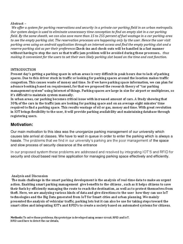IoT-Based Smart Parking Management System | PDF | Parking | Internet Of ...