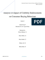 Analysis of Impact of Celebrity Endorsements On Consumer Buying Behaviour