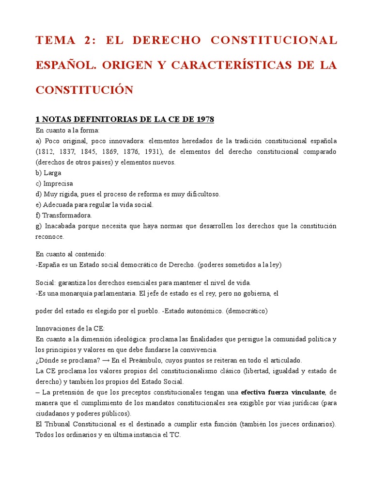 Características y Origen de la CE de 1978 | PDF | Constitución | Democracia