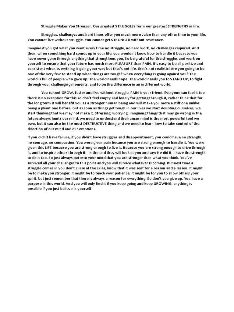 Struggle Makes You Stronger Pdf
