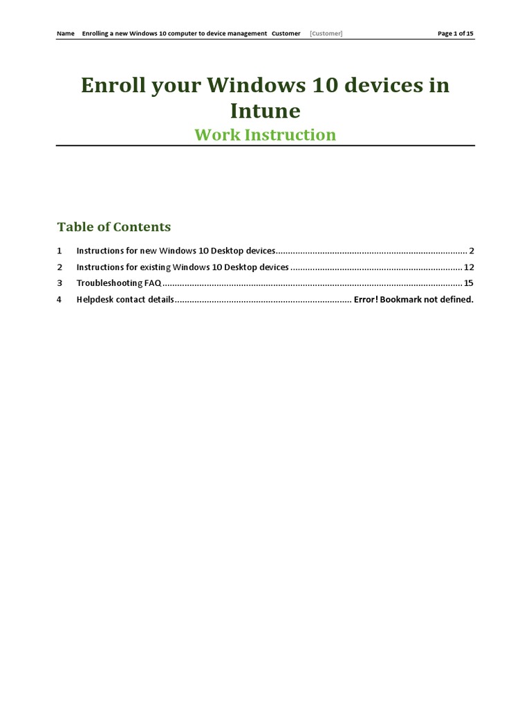 Windows 10 Intune Enrollment Guide | PDF | Windows 10 | Microsoft Windows
