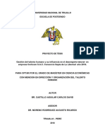 Gestión talento humano influencia desempeño laboral empresa servicios outsourcing