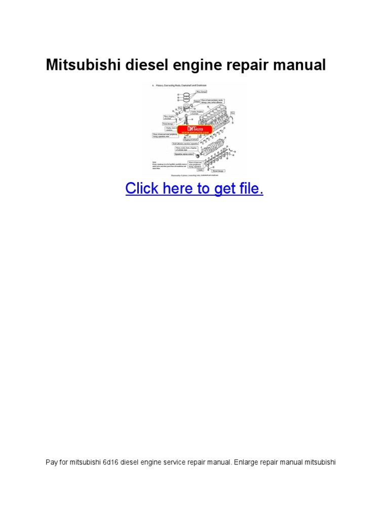 Mitsubishi Diesel Engine Repair Manual PDF Diesel Engine Internal