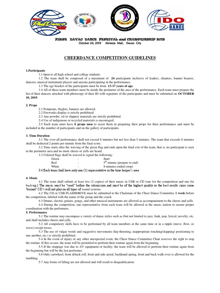 Cheer Dance Competition Guidelines | PDF | Entertainment (General)