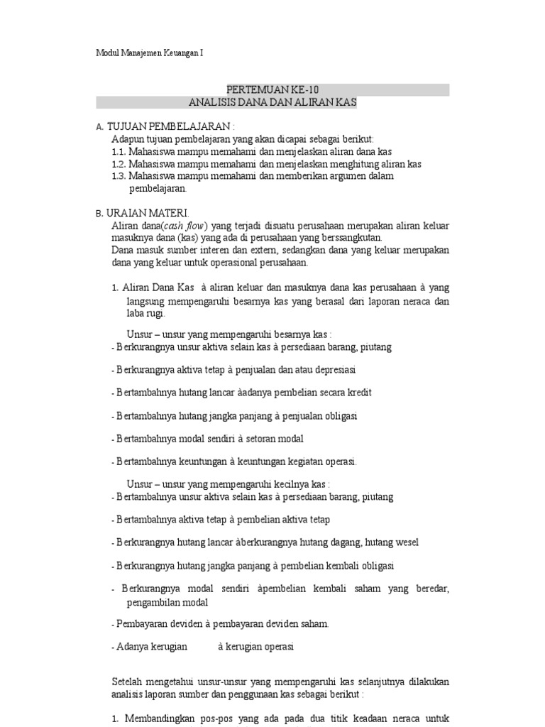 Pertemuan Ke 10 Analisis Dana Dan Aliran Kas Pdf