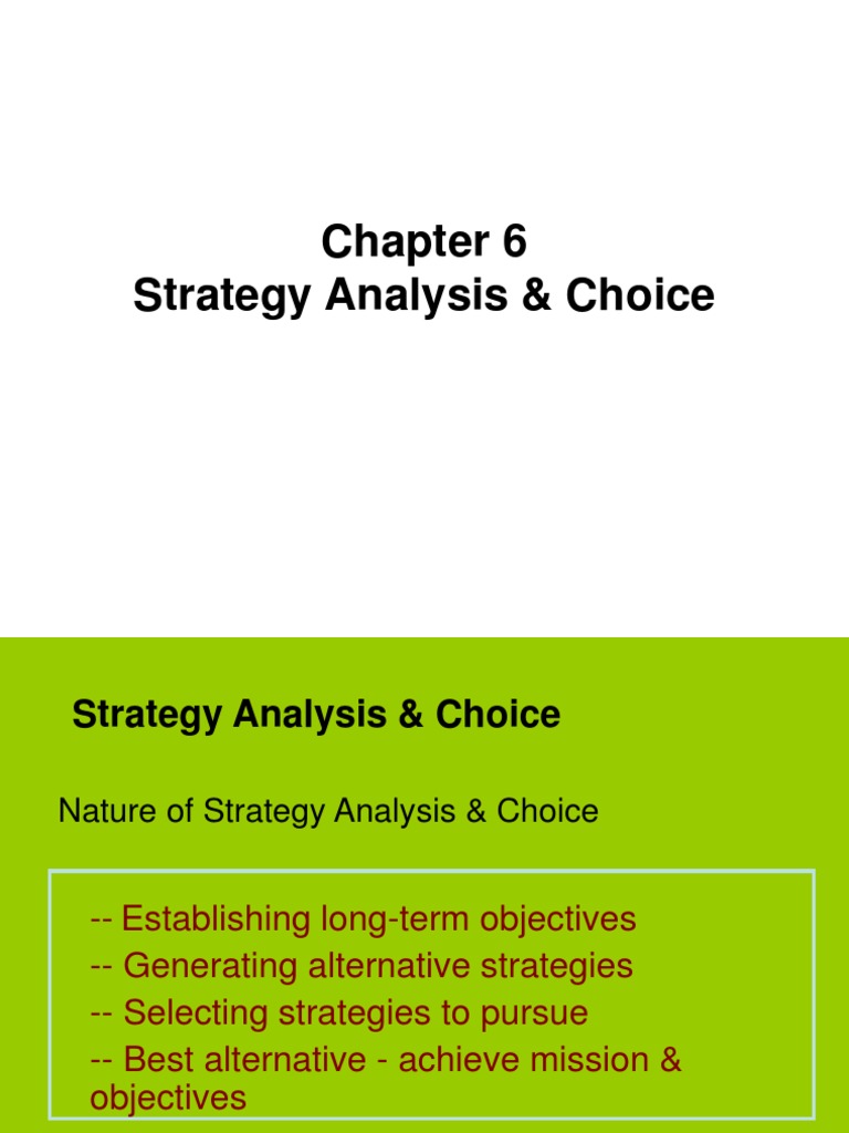 Lecture 6 Strategic Analysis and Choice | PDF | Swot Analysis ...
