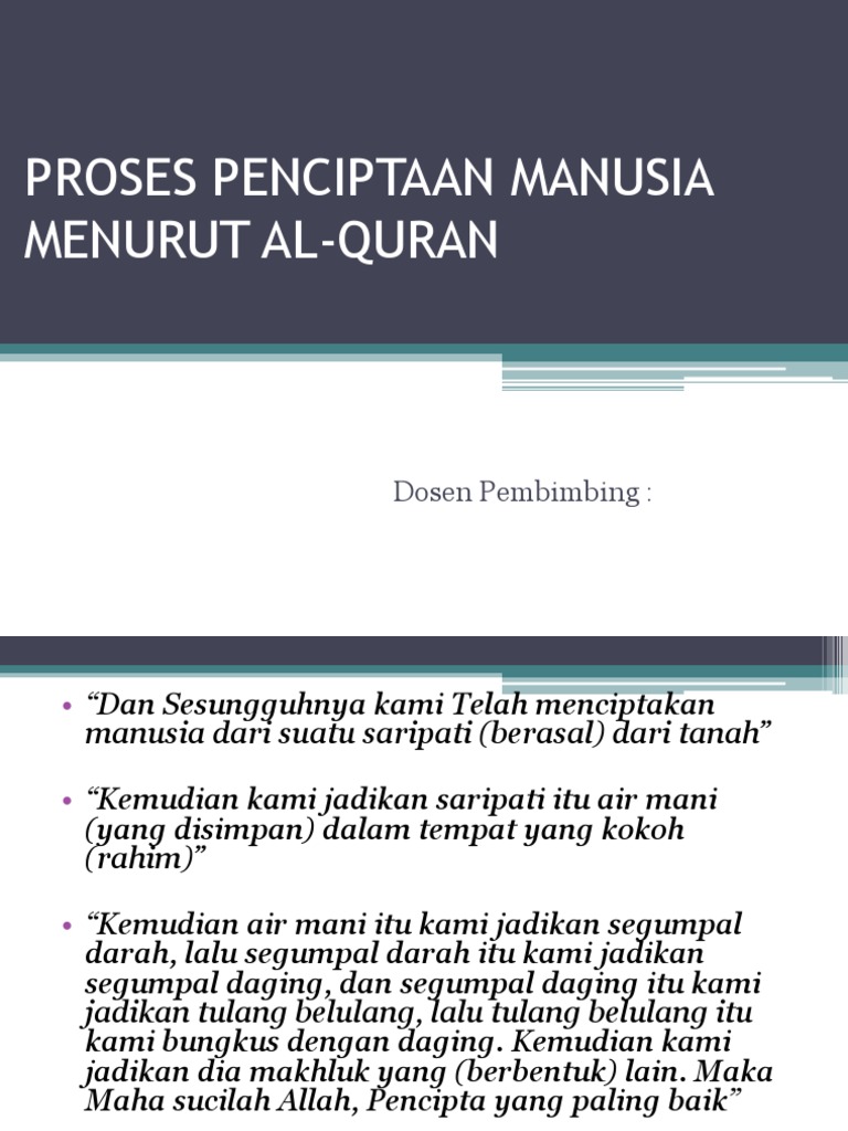 Proses Penciptaan Manusia Menurut Al Quran Pdf