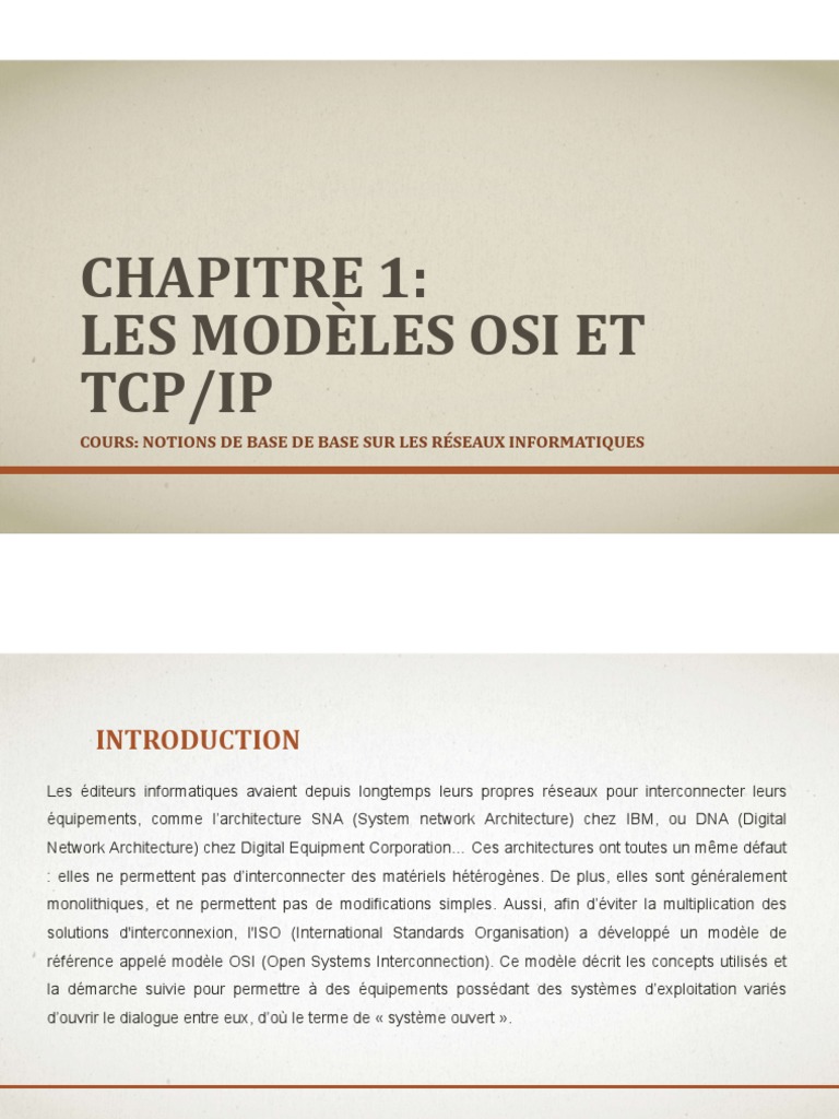 Modèles OSI et TCP/IP : Introduction | PDF | Modèle OSI | Suite des ...